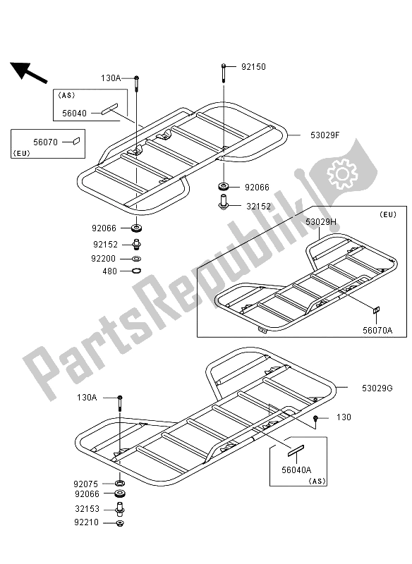 Todas las partes para Portador de Kawasaki KVF 360 2006