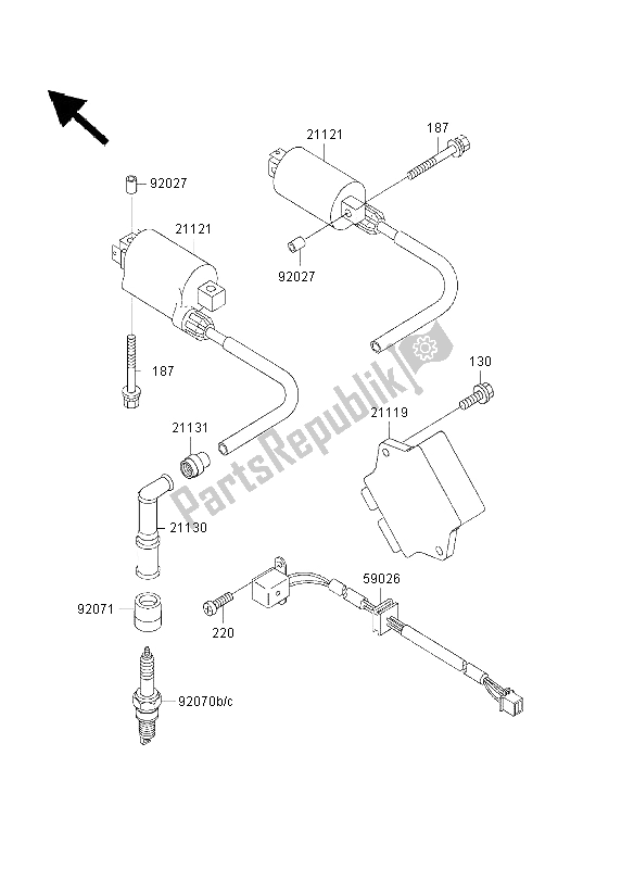 All parts for the Ignition System of the Kawasaki GPZ 500S 2003