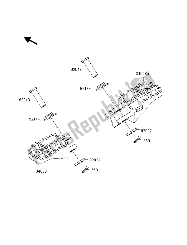 All parts for the Footrests of the Kawasaki KX 250 2000