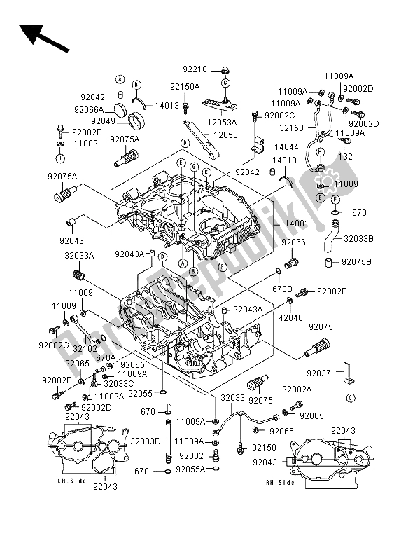 Tutte le parti per il Carter del Kawasaki ER 500 1998