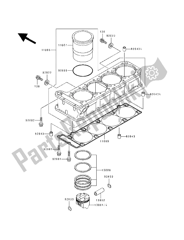 All parts for the Cylinder & Pistons(s) of the Kawasaki ZZ R 1100 1994