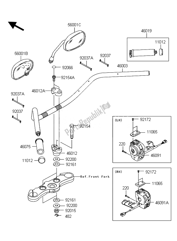 All parts for the Handlebar of the Kawasaki VN 1700 Classic Tourer ABS 2011