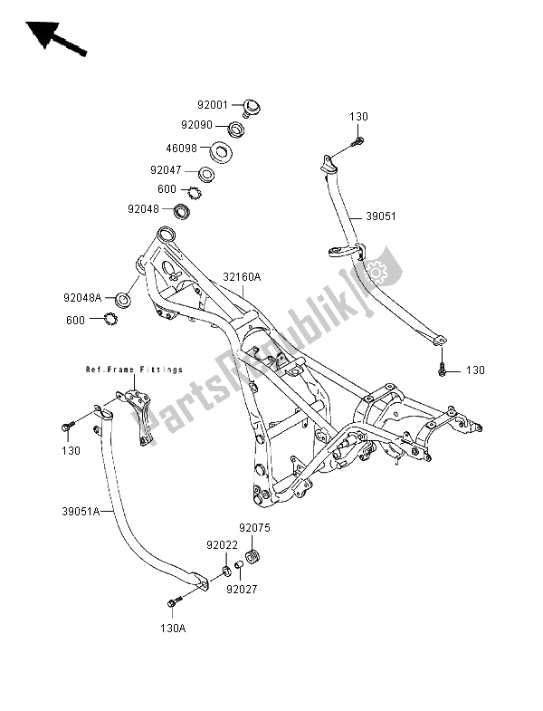 All parts for the Frame of the Kawasaki EL 252 1997