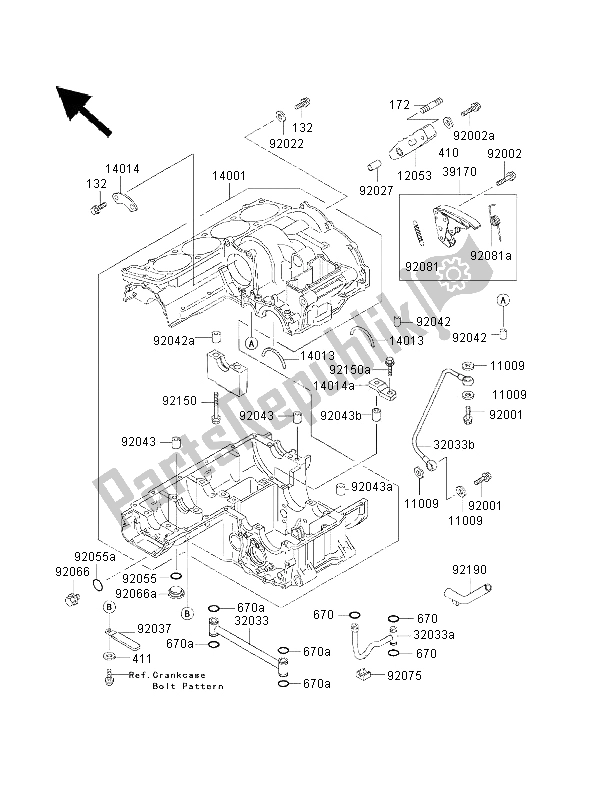 All parts for the Crankcase of the Kawasaki 1000 GTR 2000