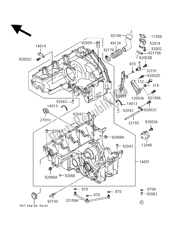 Todas as partes de Bloco Do Motor do Kawasaki Ninja ZX 9R 900 1996