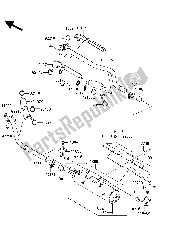 Toutes les pièces pour le Silencieux du Kawasaki KVF 750 4X4 EPS 2012