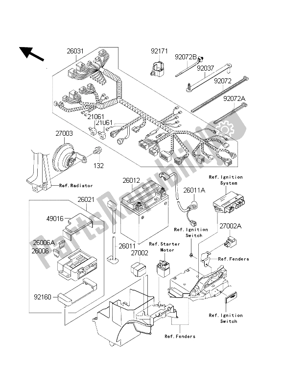 Alle onderdelen voor de Chassis Elektrische Apparatuur van de Kawasaki ZRX 1200 2004