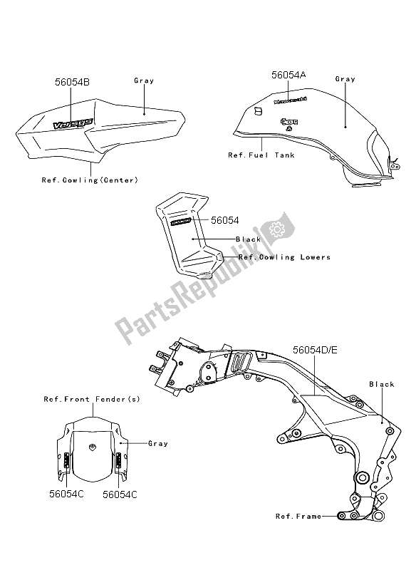 Wszystkie części do Kalkomanie (szare) Kawasaki Versys 1000 2013