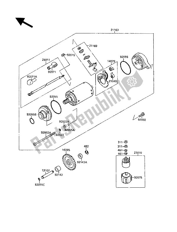 Todas las partes para Motor De Arranque de Kawasaki GPX 750R 1988