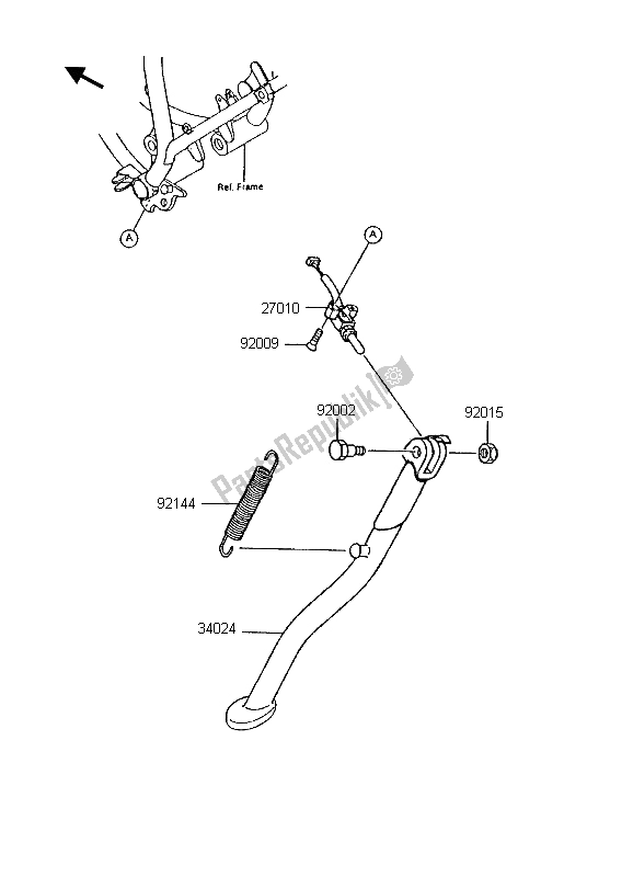 Alle onderdelen voor de Staan van de Kawasaki KMX 125 1998