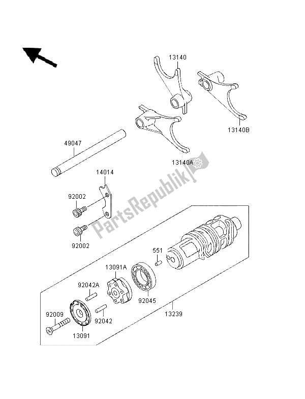 Tutte le parti per il Tamburo Cambio E Forcella Del Cambio del Kawasaki GPZ 1100 1996