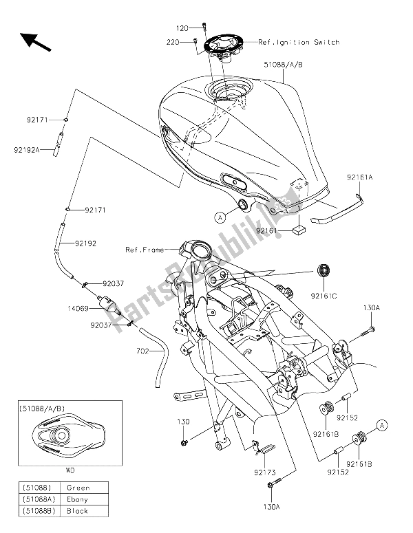 Tutte le parti per il Serbatoio Di Carburante del Kawasaki Z 250 SL 2015