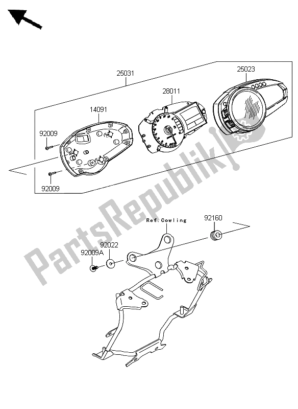 Toutes les pièces pour le Mètre du Kawasaki Z 1000 2008