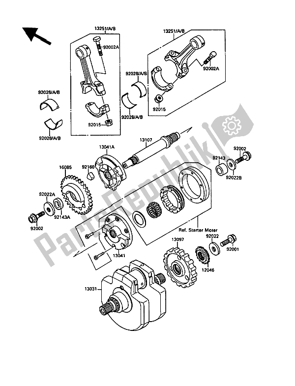 All parts for the Crankshaft of the Kawasaki VN 15 1500 1988