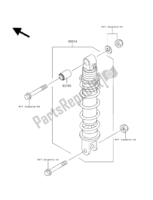 All parts for the Shock Absorber of the Kawasaki ZXR 400 1997