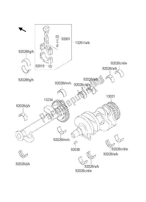 Todas las partes para Cigüeñal de Kawasaki KLE 500 2002