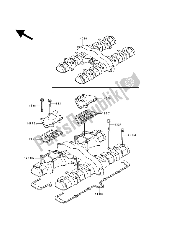 All parts for the Cylinder Head Cover of the Kawasaki Zephyr 750 1992