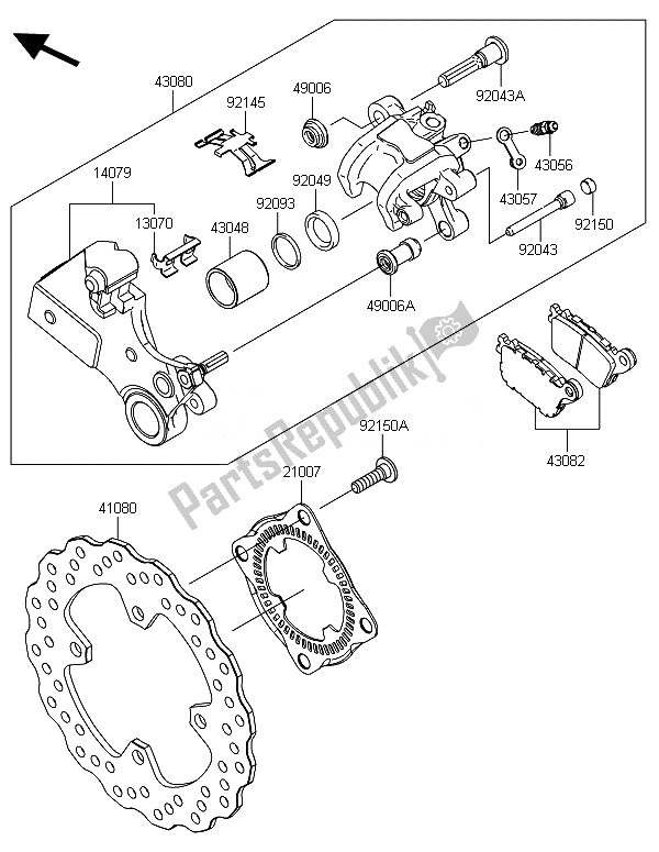 All parts for the Rear Brake of the Kawasaki Ninja ZX 10R ABS 1000 2014