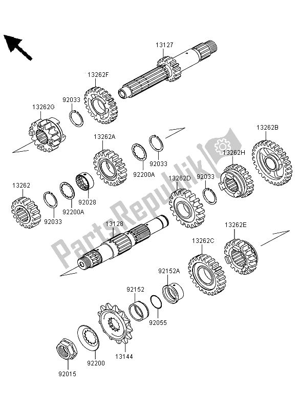 Todas las partes para Transmisión de Kawasaki KLX 450R 2012