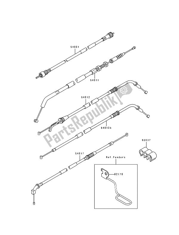 Wszystkie części do Kable Kawasaki Zephyr 550 1992