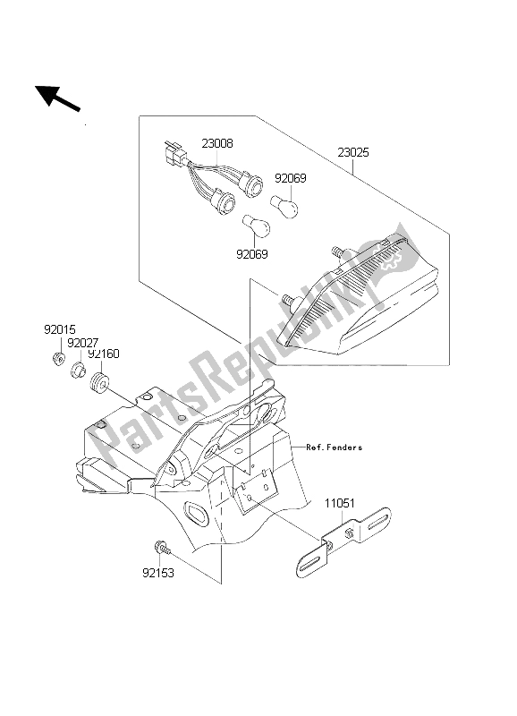 All parts for the Taillight(s) of the Kawasaki ZRX 1200 2004