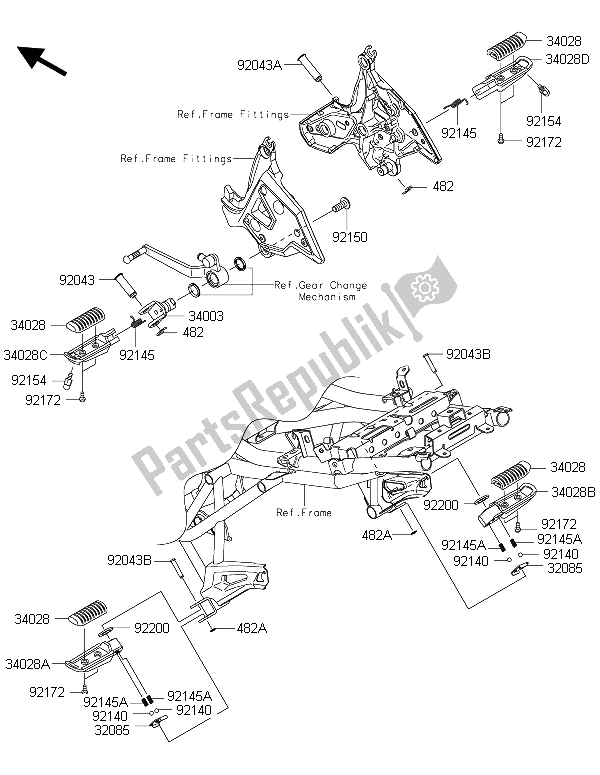 All parts for the Footrests of the Kawasaki Versys 650 ABS 2015