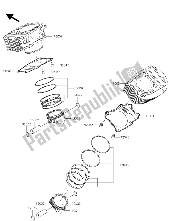 All parts for the Cylinder & Piston(s) of the Kawasaki VN 900 Custom 2015