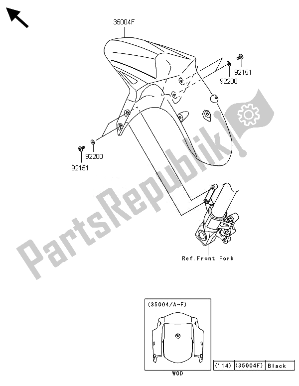 Todas las partes para Guardabarros Delantero de Kawasaki Versys 1000 ABS 2014