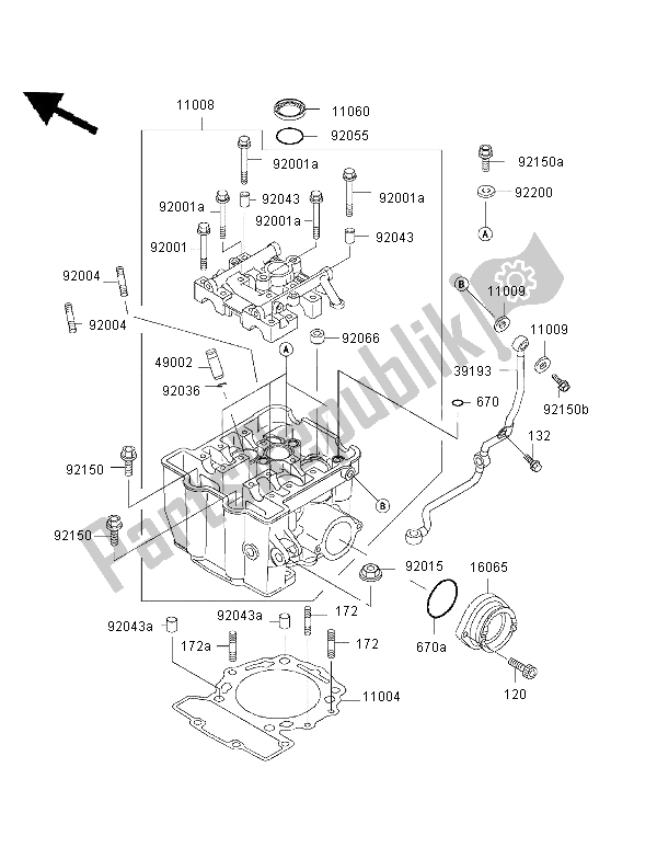 All parts for the Cylinder Head of the Kawasaki KLX 650R 1999