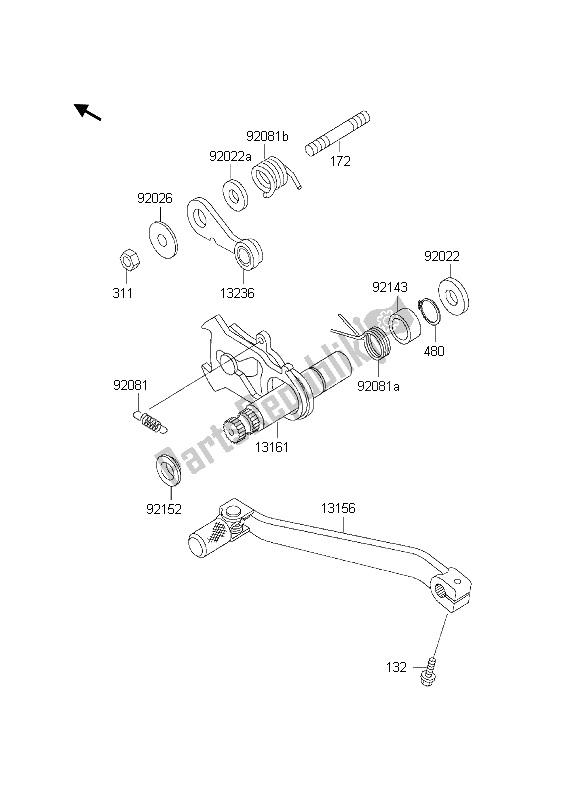 All parts for the Gear Change Mechanism of the Kawasaki KLX 300R 2002