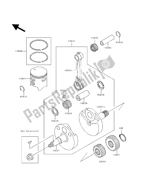 Tutte le parti per il Albero Motore E Pistone del Kawasaki KX 80 SW LW 1993