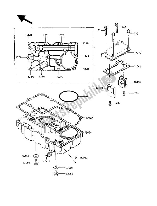 All parts for the Breather Cover & Oil Pan of the Kawasaki 1000 GTR 1994