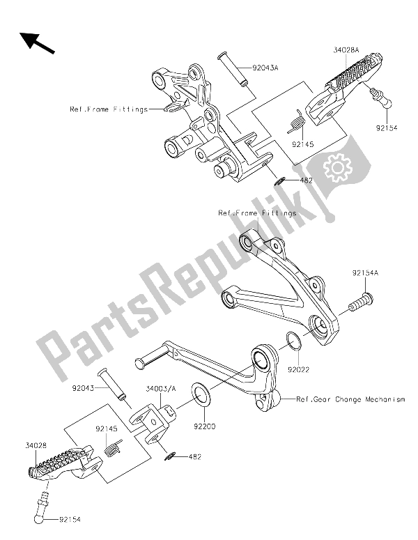 Todas las partes para Reposapiés de Kawasaki Ninja H2 1000 2015