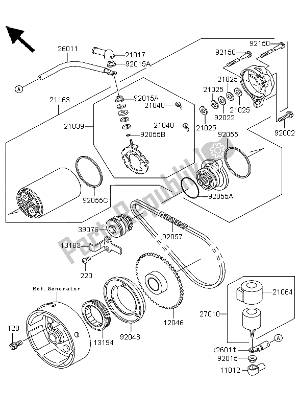 Alle onderdelen voor de Startmotor van de Kawasaki KLF 300 4X4 2004