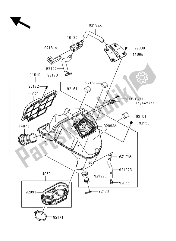 All parts for the Air Cleaner of the Kawasaki ER 6F 650 2010