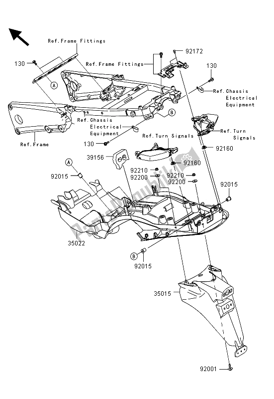 Tutte le parti per il Parafango Posteriore del Kawasaki ZZR 1400 ABS 2013