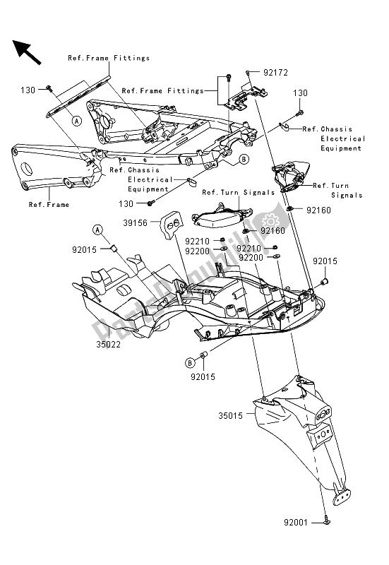 All parts for the Rear Fender(s) of the Kawasaki ZZR 1400 ABS 2013