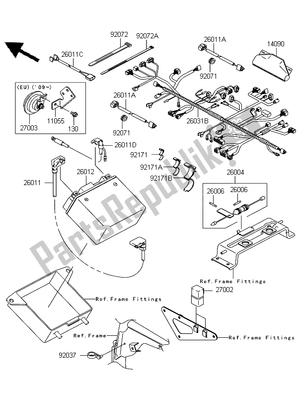 Tutte le parti per il Equipaggiamento Elettrico Del Telaio del Kawasaki KFX 700 2011