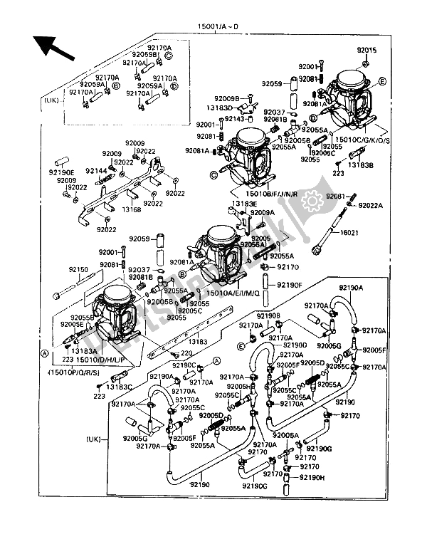 Toutes les pièces pour le Carburateur du Kawasaki ZZ R 1100 1992