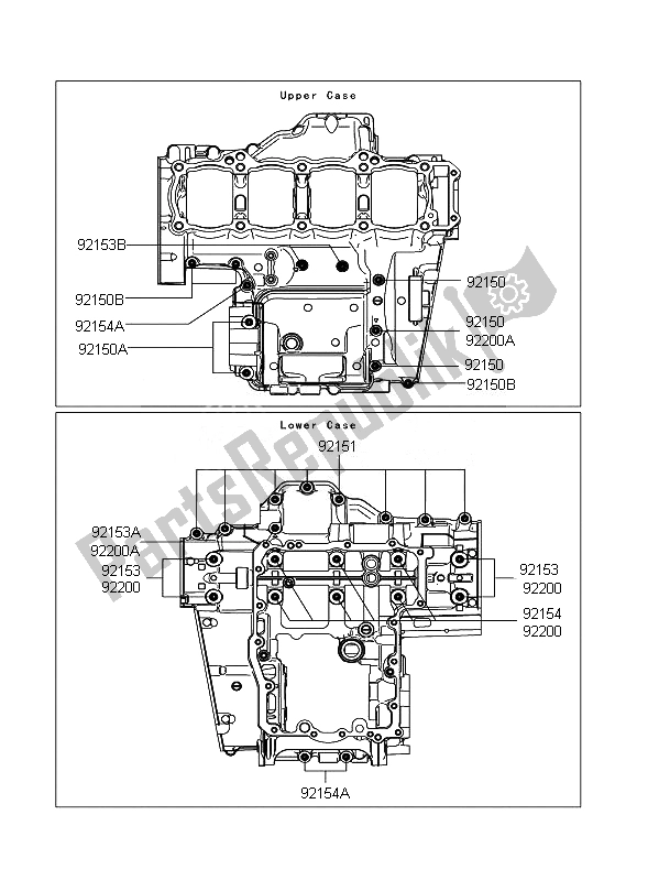 All parts for the Crankcase Bolt Pattern of the Kawasaki Z 1000 2010