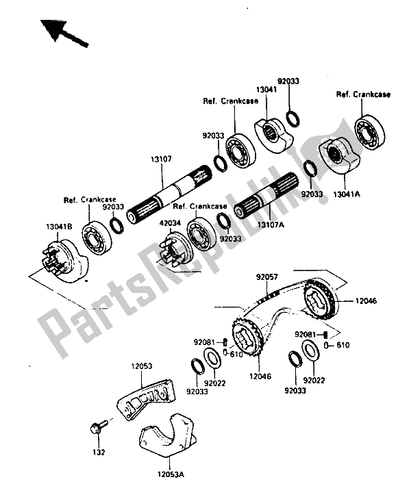 All parts for the Balancer of the Kawasaki KLR 250 1986