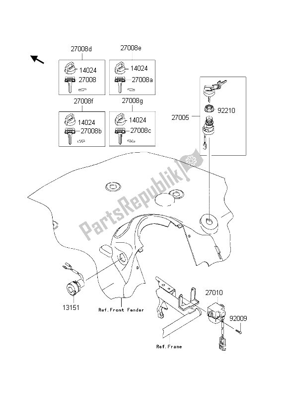 Todas as partes de Chave De Ignição do Kawasaki KVF 650 Prairie 4X4 2003