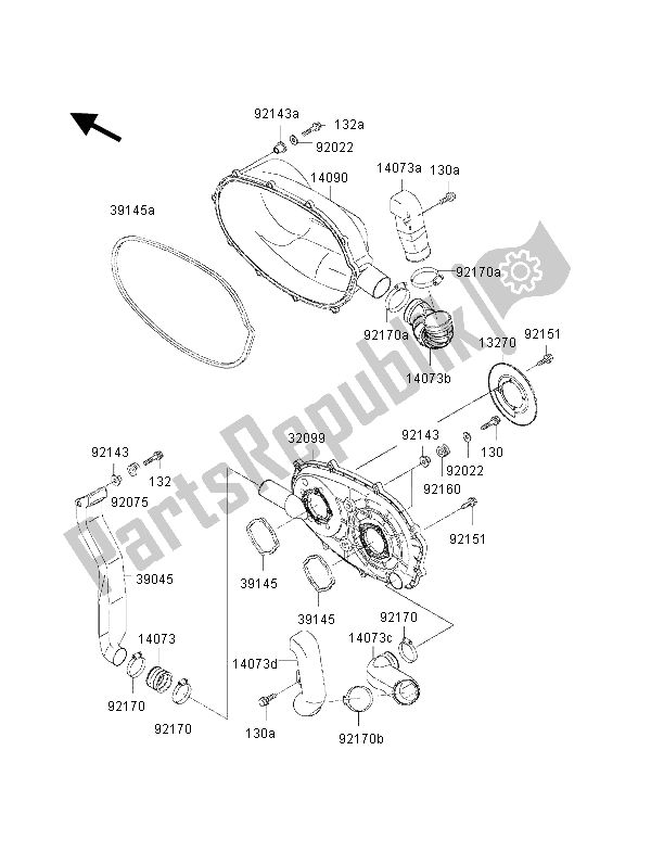 Toutes les pièces pour le Couvercle De Convertisseur Et Courroie D'entraînement du Kawasaki KVF 300 2002