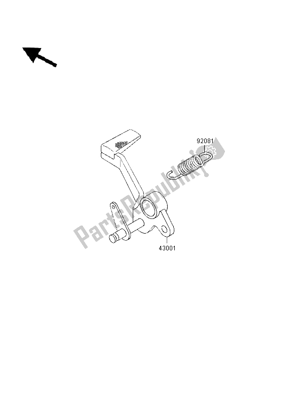 Alle onderdelen voor de Rempedaal van de Kawasaki GPZ 1100 1996