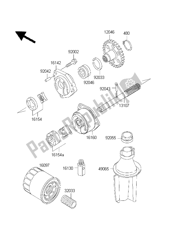 All parts for the Oil Pump of the Kawasaki Ninja ZX 7R 750 2001