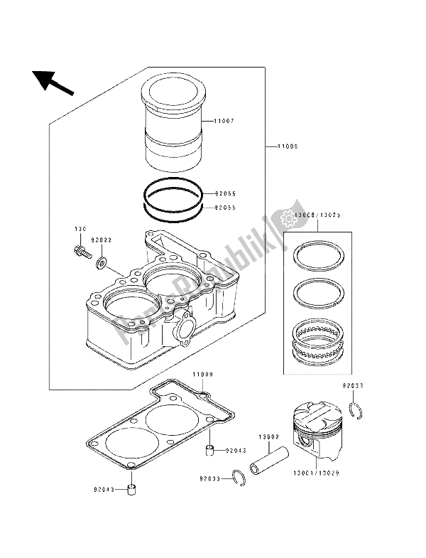 All parts for the Cylinder & Piston(s) of the Kawasaki ZZ R 250 1994