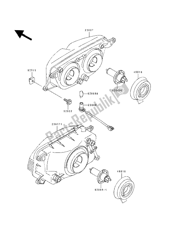 Todas las partes para Lámpara De Cabeza (2) de Kawasaki ZXR 400 1991