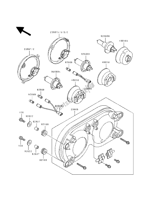 All parts for the Headlight(s) of the Kawasaki ZXR 750 1993