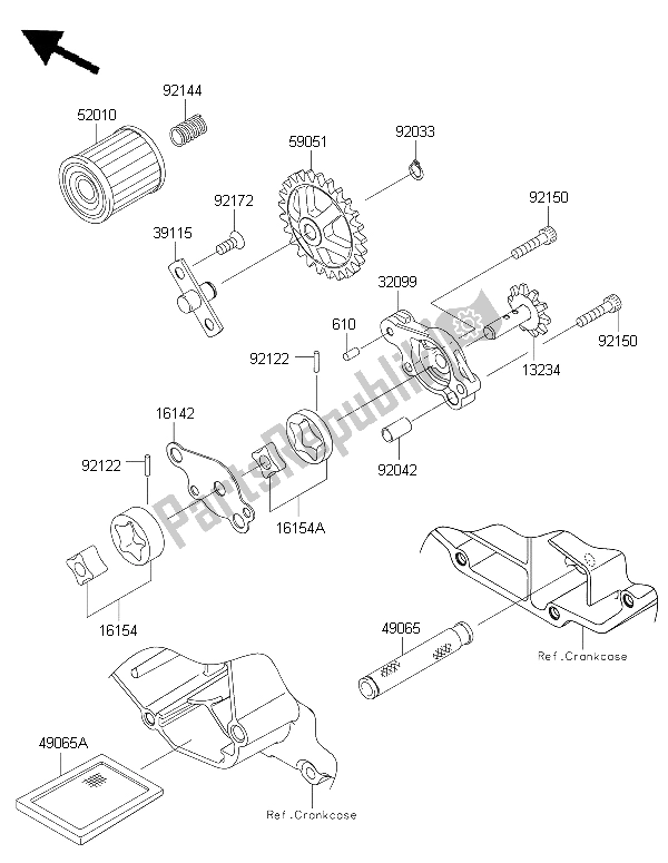 Alle onderdelen voor de Oliepomp van de Kawasaki KX 250F 2015
