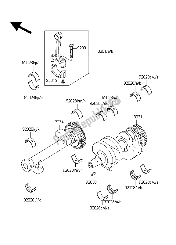 Toutes les pièces pour le Vilebrequin du Kawasaki KLE 500 1996